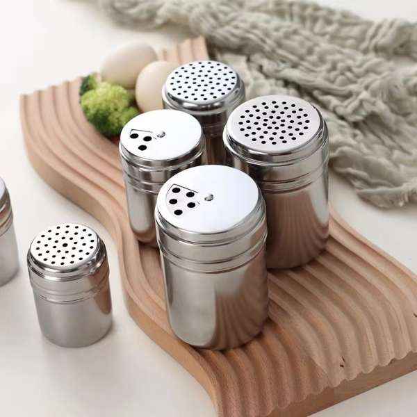 Stainless steel spice container, large capacity kitchen condiment bottle with toothpick holder
