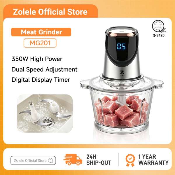 ZOLELE MG201 Electric Meat Grinder Stainless Steel Food Chopper Food Processor for Kitchen